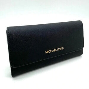 Michael Kors Large Trifold Wallet Black/Gold